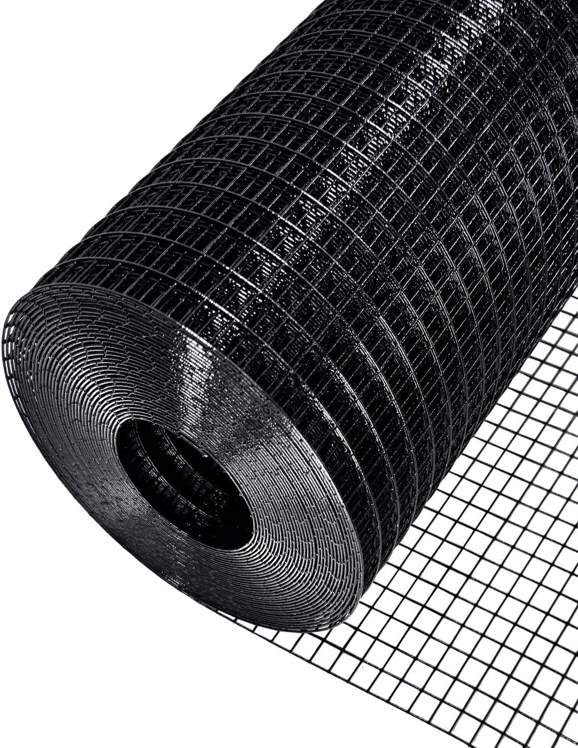 Black PVC Coated Welded Wire Mesh Roll 1/2inch 16"x50' 19 Gauge | Black Hardware Cloth, Heavy Duty Metal Mesh with Square Grid, Fencing Roll for Chicken Coop Barrier, Rabbit Cage, Snake Fence