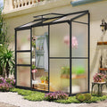 lean-to polycarbonate greenhouse 6x2 ft, black, outdoor garden, main product view