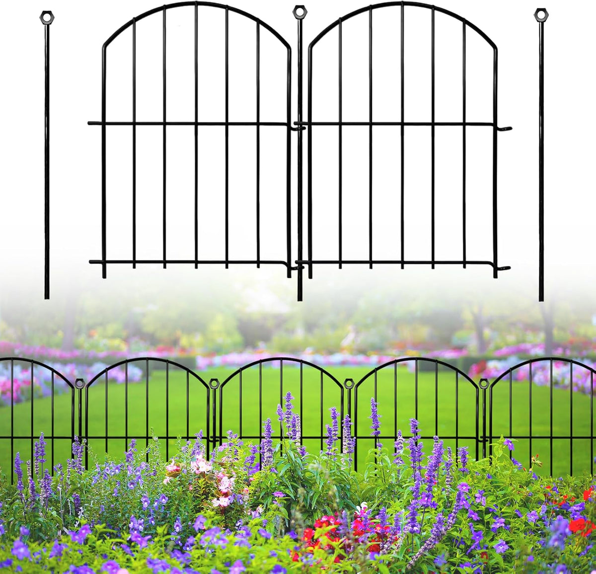 decorative garden fence 17in(h)x13in(w), 26 pack rustproof metal, main product view