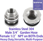 RBLSS5 Heavy Duty Stainless Steel Rain Barrel Linking Kit (Two SS304 Bulkhead Fittings and One 5” SS304 Corrugated Hose Expandable to 7.5”) (1)