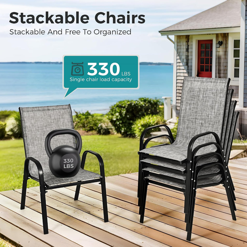 pamapic outdoor dining sets for 6, rectangular steel, view 9