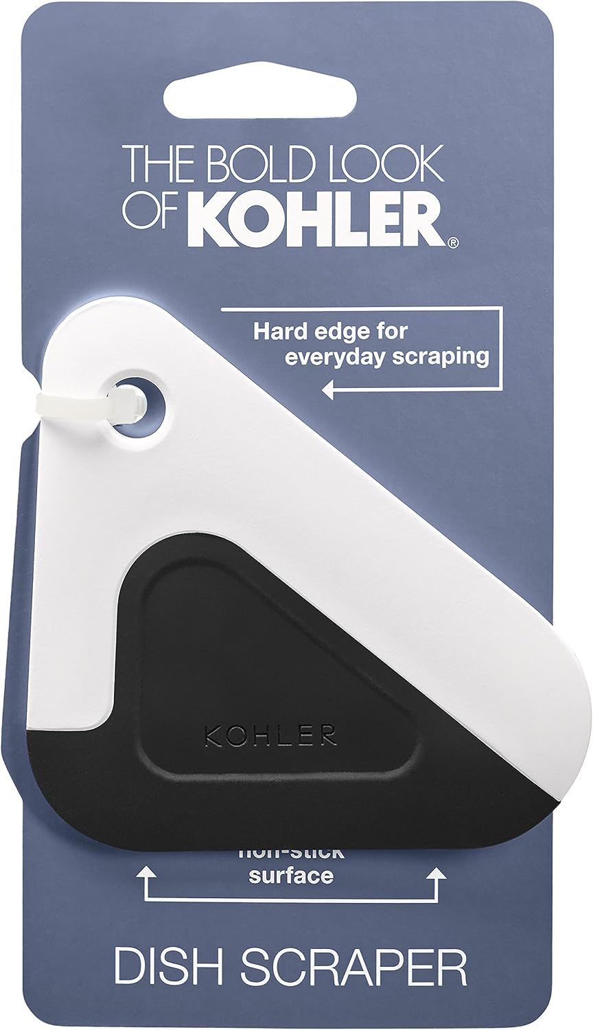 Kohler K-8624-0 Kitchen Pot and Pan Dish Scraper, Silicone and Nylon, Heat Resistant, One Size, White and Charcoal