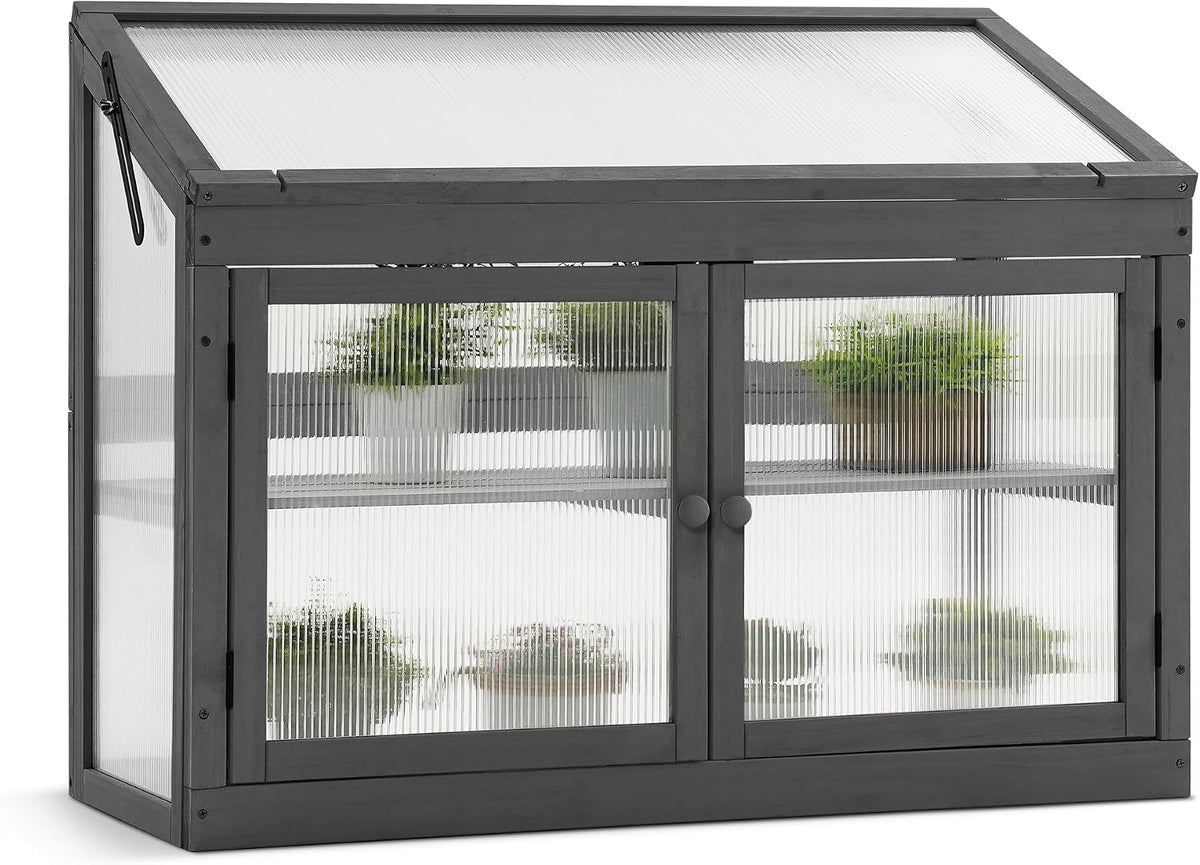 mcombo wooden cold frame garden greenhouse flower planter, main product view