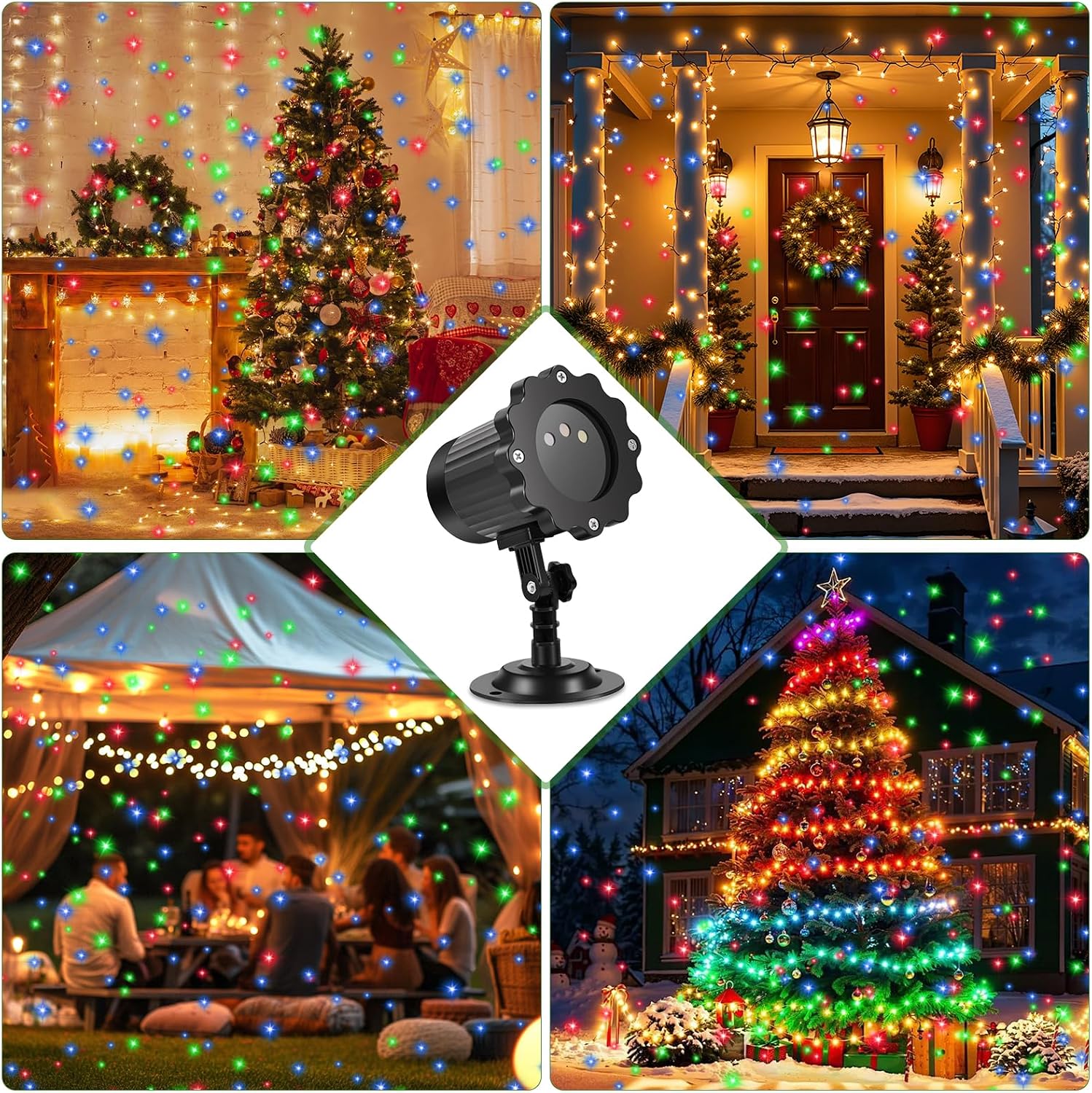 Christmas Laser Lights, Projector Lights Landscape Spotlight RGB Star Show with Christmas Decorative Patterns for Indoor Outdoor Garden Patio Wall