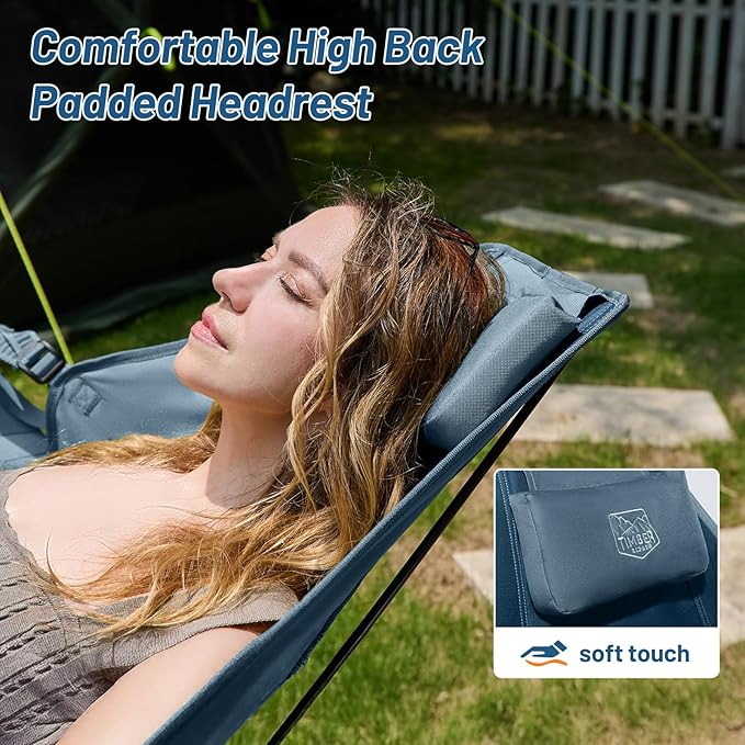 TIMBER RIDGE Hammock Camping Chair with Adjustable Backrest, Heavy Duty Folding Hammock Chair Supports 300lbs, Portable Hammock Chair for Camping, Travelling and Patio, Blue 2 Pack