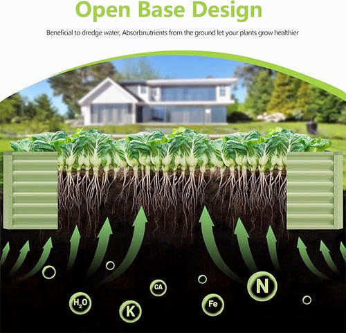 4x2x2FT Galvanized Raised Garden Bed,Galvanized Planter Boxes Outdoor, Large Metal Raised Garden Beds for Vegetables-Green