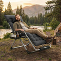 Oversized Zero Gravity Chair Folding Patio Reclining Padded Lounge Chairs | w/Removable Cushion & Headrest & Upgraded Lock & Footrest & Cup Holder Foldable Recliner for Indoor Outdoor,500LBS Capacity
