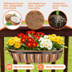 Halatool 30" Coco Liners for Planters, 3Pcs Coconut Liners for Window Boxes | 100% Natural Coconut Fiber, Replacement Liner for Wall & Railing Planters, Fence & Balcony, Breathable & Eco-Friendly