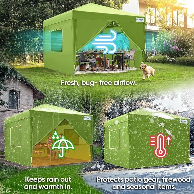 Quictent Privacy 8x8 Pop up Canopy Tent with Sidewalls and Roll-up Ventilated Windows, One Person Easy Setup, Outdoor Commercial Gazebo Shelter Enclosed Waterproof, Bonus 4 Sandbags