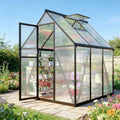 6 ft polycarbonate greenhouse with roof vent, dark, main product view