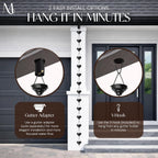 monarch rain chains aluminum eastern cup black rain showing dimensions