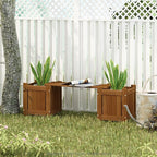 Furinno Tioman Hardwood Mini Outdoor Planter Box with Bench for Garden Plant