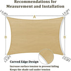 Shade&Beyond 8'x10' Sun Shade Sails Canopy Rectangle Sand 185GSM Shade Sail for Patio Deck Yard Backyard, (We Make Custom Size)