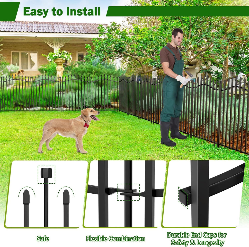 10 panels no dig decorative garden fence showing dimensions