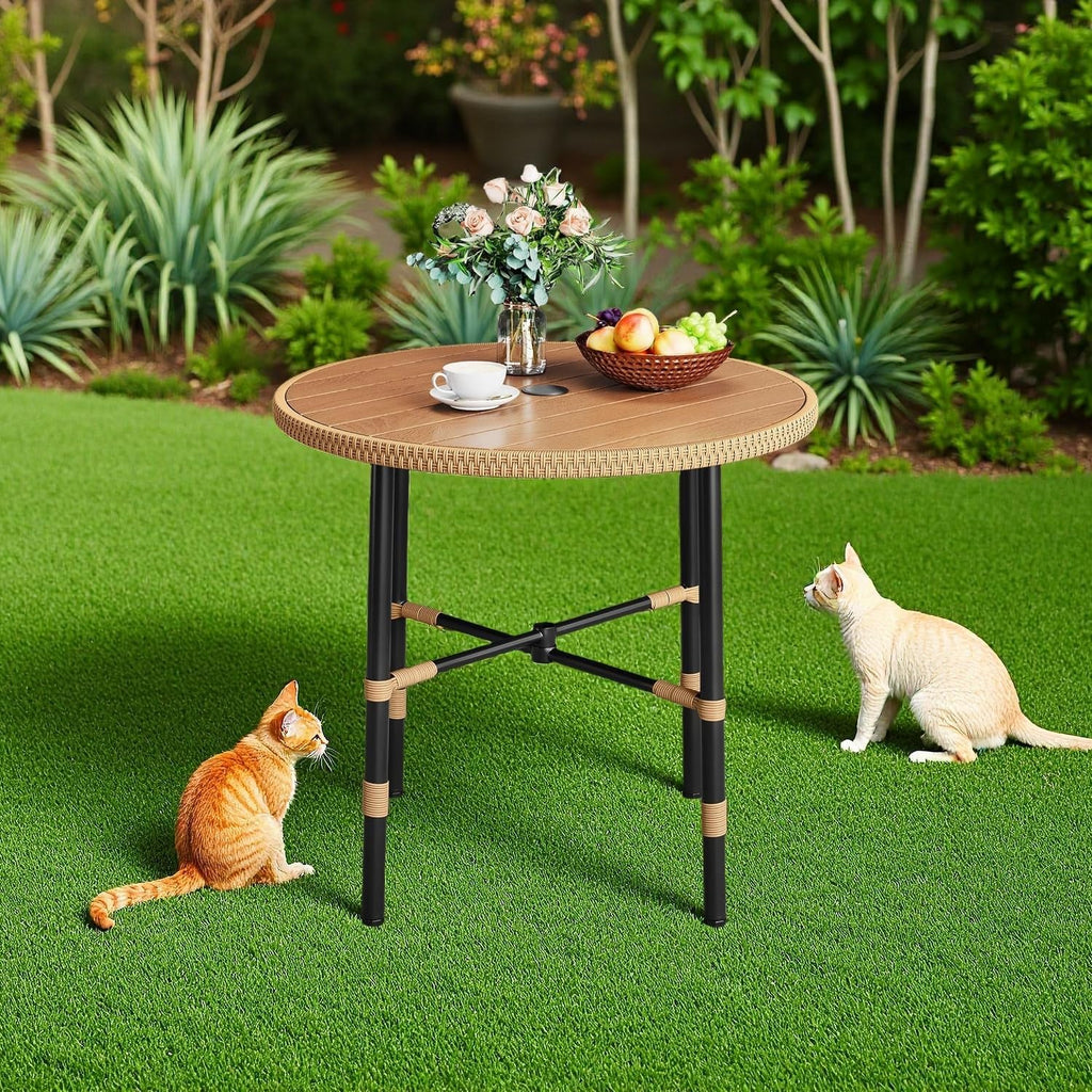 dwvo outdoor patio dining table round for 4, front angle view