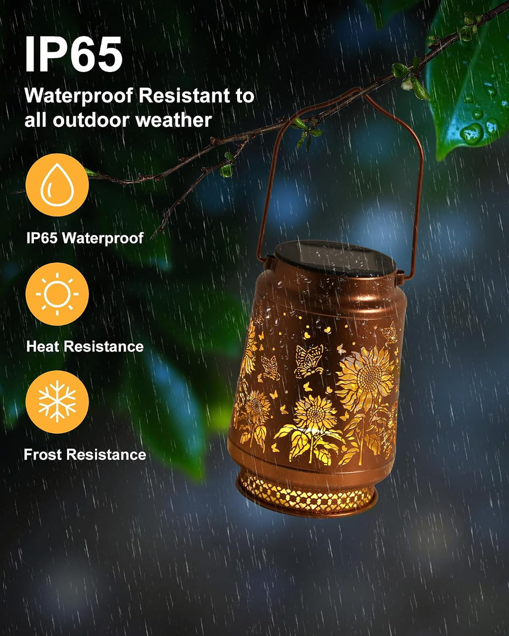 2 Pack Sunflower Solar Lanterns Outdoor Waterproof, Garden Decor Birthday Gifts for Women Mom Grandma Sister, Metal Hanging Solar Lights Outside Decorative for Backyard Patio Lawn Pathway Landscape