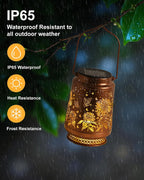 2 Pack Sunflower Solar Lanterns Outdoor Waterproof, Garden Decor Birthday Gifts for Women Mom Grandma Sister, Metal Hanging Solar Lights Outside Decorative for Backyard Patio Lawn Pathway Landscape