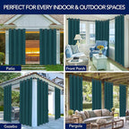 PureFit Outdoor Curtains for Patio Waterproof Weatherproof, UV Resistant Outside Curtains for Gazebo, Front Porch, Pergola, Sun Blocking Privacy Curtain, 52W x 108L inch, 1 Panel, Teal