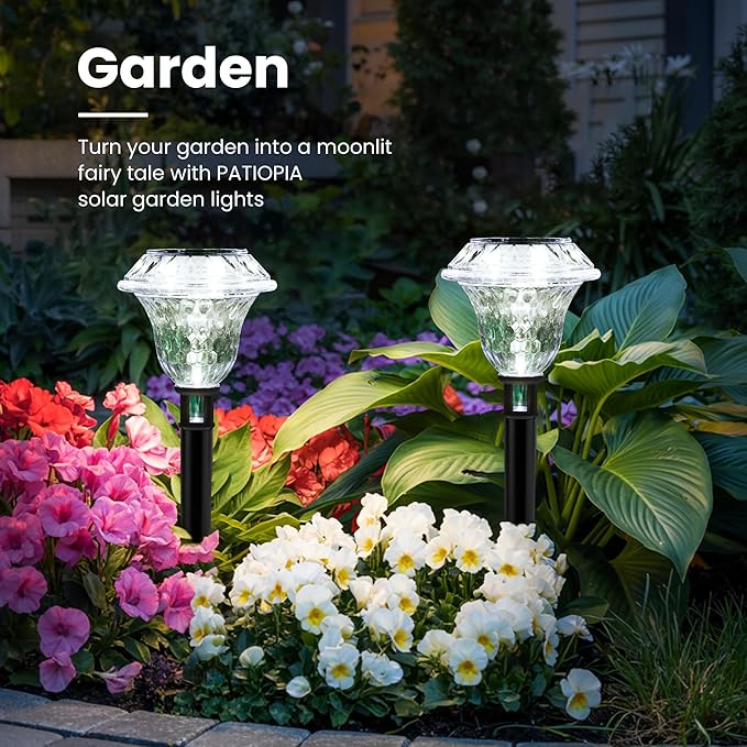 Solar Pathway Lights Garden Decor for Yard, Solar Garden Lights for Outside Waterproof Landscape Lighting, Garden Decorative for Walkway, Driveway, Yard, Landscape, Lawn (8 Pack Cold White)