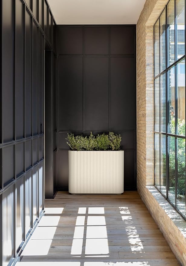 Veradek Demi Series Span Planter for Front Porch, Patio, Backyard | Durable Plastic-Stone Composite Material | Modern Décor for Shrubs, Flowers