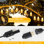 Brightever LED Outdoor String Lights 100FT Patio Lights with 52 Shatterproof 2200K ST38 Vintage Edison Bulbs, Amber Outside Hanging Light Waterproof for Porch, Deck, Garden, Dimmable Amber Lights