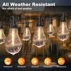 75FT Outdoor String Lights with 35 Bulbs(2FT Spacing), 3 Spare Bulbs | 2FT Bulb Spacing, IP65 Waterproof, Commercial, Perfect for Patio, Porch, Backyard