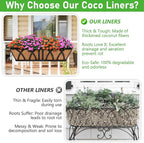 Riare 2 Pack 24 Inch Rectangle Coconut Liners for Planters, Natural Coconut Fiber Planter Liners, Window Box Liner Trough Coco Liner for Outdoor Flower, Garden Wall, Deck & Fence Planter Boxes