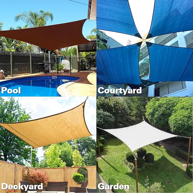 KANAGAWA 14'X22' Dark Gray Custom Size Sun Shade Sail Rectangle UV Block Canopy Cover for Patio Backyard Lawn Garden Outdoor (Customized Available)