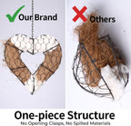 Bird Nesting Material Holder, Heart Shaped Hanging Bird Nesting Material for Wild Birds, Metal Holder with Natural Cotton & Coconut Fiber, Cottagecore Garden Decor for Bluebirds Chickadees Finches