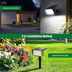 Solar Spot Lights Outdoor with 60 LED & Auto On/Off, 2 Pack Solar Lights Outdoor Waterproof IP68 with 3 Lighting Modes, 2-in-1 Solars Landscape Light for Outside, Garden, Yard(Cool White)