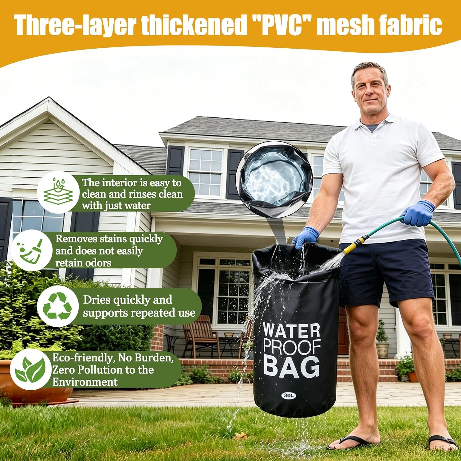 Wood Pellet Storage Containers Waterproof Charcoal Storage Bin-HayahHayah Smoker Pellet Pocket & Buckle Seal & Dual Handles Pellet Containers for Grill Outdoor(30LB) (1-Pcak)