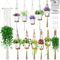 Hoteam 12 Pcs Macrame Plant Hangers Macrame Hanging Planters for Indoor Plants Handmade Boho Hanging Baskets Flower Pots Holder for Outdoor Home Wall Decor