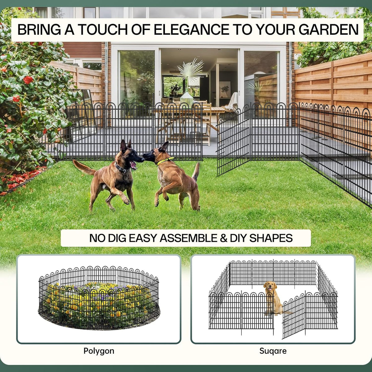 15 panels tall garden animal barrier fence with, side view