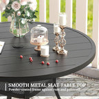 VICLLAX 5 Pieces Patio Dining Set for 4, Outdoor Furniture Set Includes 40.7" Round Patio Table and 4 Patio Stackable Chairs, Black Tabletop and Blue Fabric