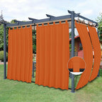 Easy-Going Outdoor Patio Curtains Detachable Tab Top Windproof Weatherproof Curtain for Cabana, Porch, Pergola and Gazebo, Tab Bottom Drape, 2 Panels, 54W x 120L inch, Orange