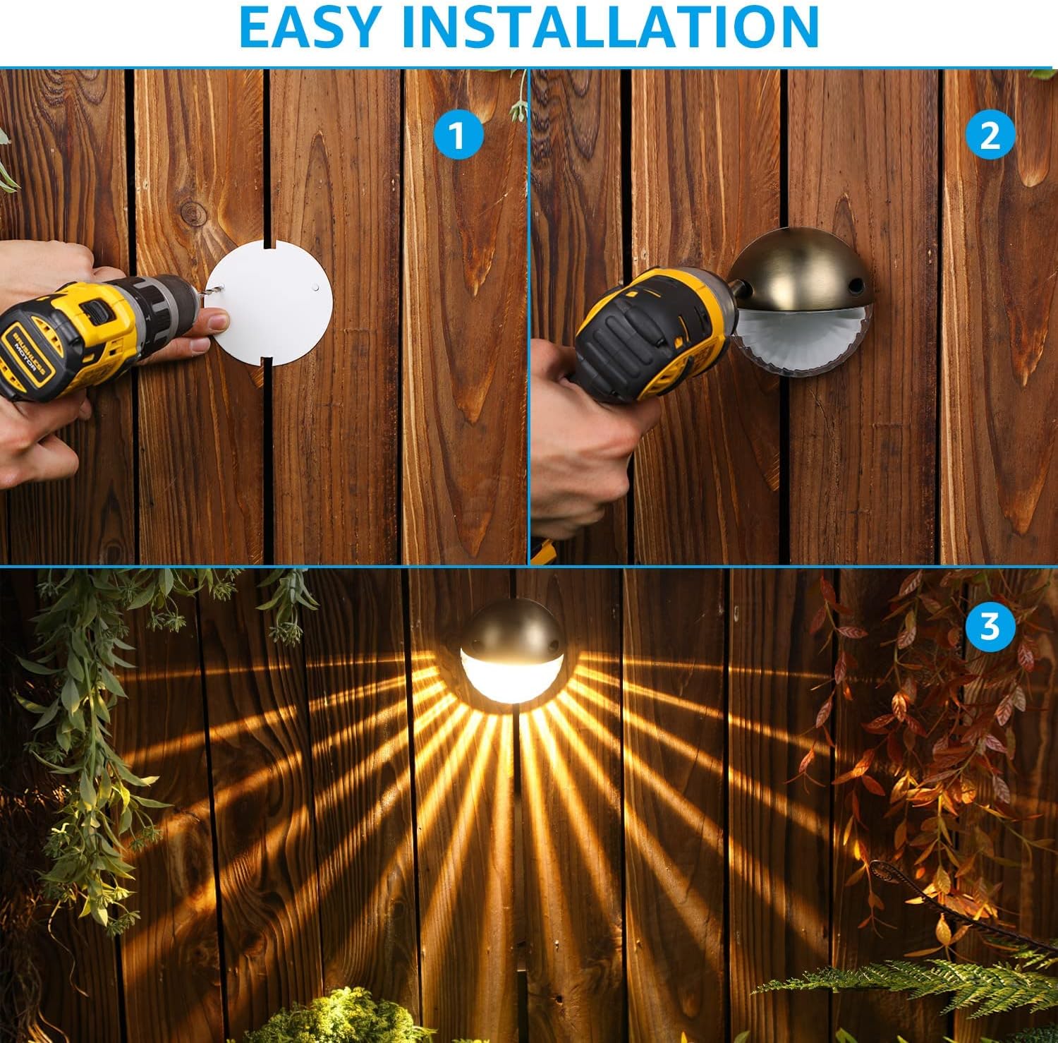 LEONLITE 6-Pack 3000K Unique Rays LED Deck Lights Outdoor Bronze | 12V Low Voltage, Landscape Step Railing Fence Light, Warm White, IP65, Landscape Deck Light for Backyard, Aluminum