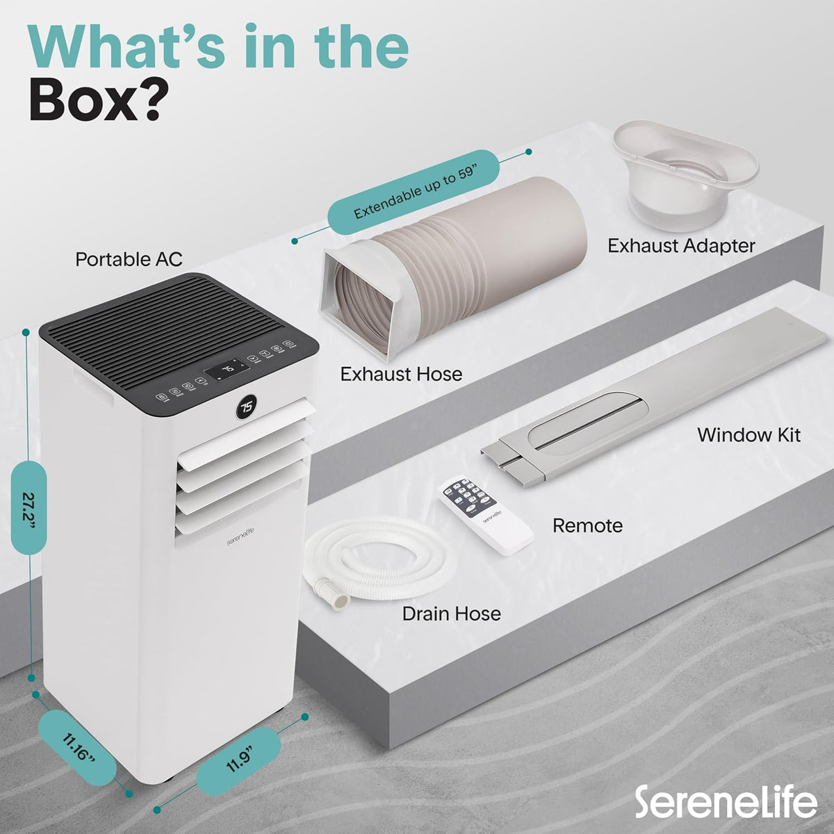 serenelife portable air conditioner, 8,000 btu small ac on a desk or shelf