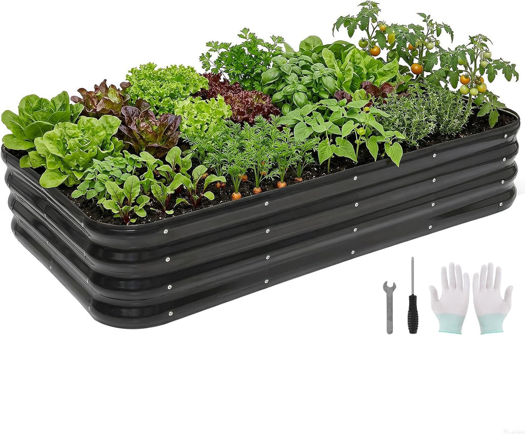 4 in 1 galvanized raised garden bed, 5x3x1ft, main product view