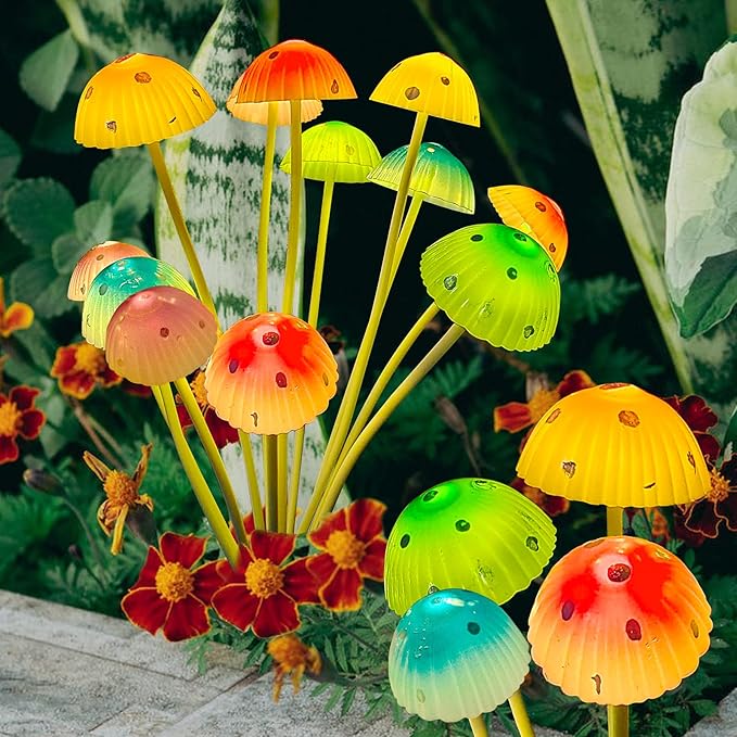 Solar Garden Lights Decorative,2 Pack 24LED Solar Powered Mushroom Lights Outdoor, Gifts for Women Birthday Mothers Day, Mushroom Flower Light Yard Decor Outside Waterproof for Lawn Porch Patio