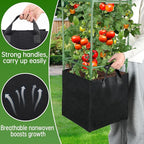 ANPHSIN 2 Sets Tomato Cages with 10 Gallon Grow Bags - 47'' Stable Plant Support Trellis Kit, Square Cages with Planter Pots for Garden Flowers Vegetables Cucumber Vertical Climbing Plants Vines