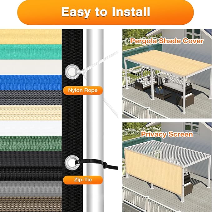 Artpuch Outdoor Pergola Shade Cover 4' X 7' Sun Shade Cloth with Grommets, 90% UV Protection Canopy Patio Privacy Screen (Customized Available) GN107, Wheat
