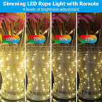 50ft Outdoor Rope Light, IP68 Waterproof 25 Color Changing String Lights with 149 Modes, Warm White & RGB LED Multicolor Twinkle Fairy Tube Lights for Indoor & Outside Railing, Balcony, Patio Decor