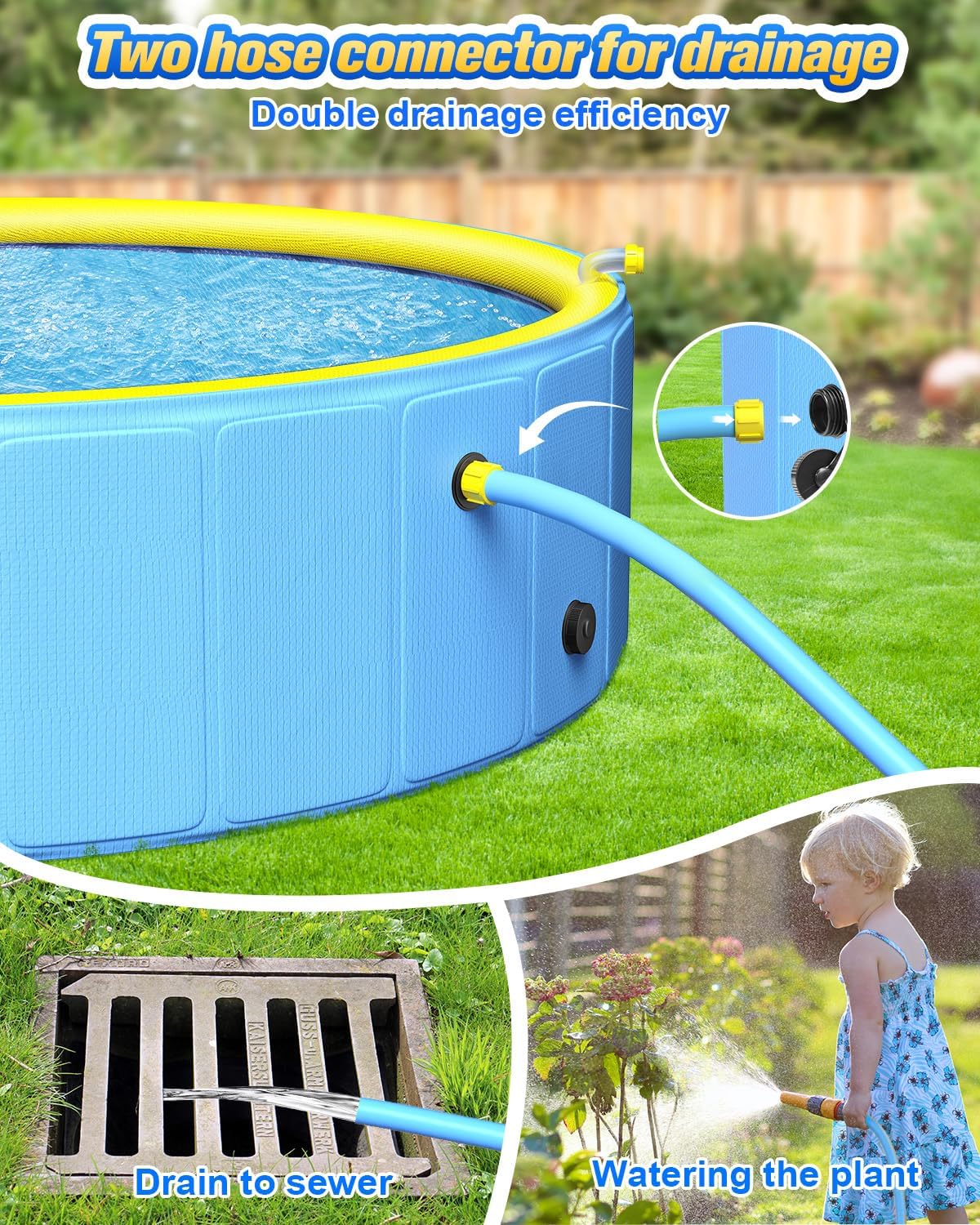 Yivsen Perfect Combination of Dog Pool and Splash Pad W79 X H12, Sturdyer Foldable Kiddie/Baby Hard Plastic Pools, Summer Swimming Bath Tubs for Kids/Dogs/Pet