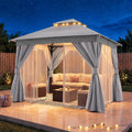 lausaint home 10x10 gazebo canopy with netting, curtains, main product view