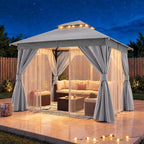 lausaint home 10x10 gazebo canopy with netting, curtains, main product view