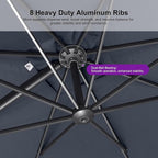 PURPLE LEAF Patio Umbrella 10' X 10' Rectangle Cantilever Umbrella Large Aluminum Outdoor Umbrellas with 360-degree Rotation & UPF40+ Premium Fabric for Deck Pool Garden Yard, Ocean Slate