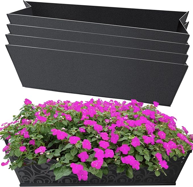 4PCS 30Inch Rectangle Window Box Liner Felt Planter Basket Liner Insert Black Plant Container Liners Non Woven Fabric Liner for Garden Fence Wall Railing Hanging Flower Pot - Avoid Bird Nesting
