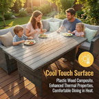 Wisteria Lane 7 Piece Patio Furniture Set, Wicker Patio Sectional with Wide Armrest, All Weather Outdoor Dining Set, Outdoor Furniture Patio Conversation Set with Ottoman, Ash Gray
