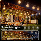 RTTY Dense-Glow Outdoor String Lights 50ft, G40 Led Patio Globe Lights with 26pcs Plastic Bulbs, Shatterproof Waterproof Connectable Hanging for Porch Cafe Bistro Backyard Gazebo Balcony Deck Party