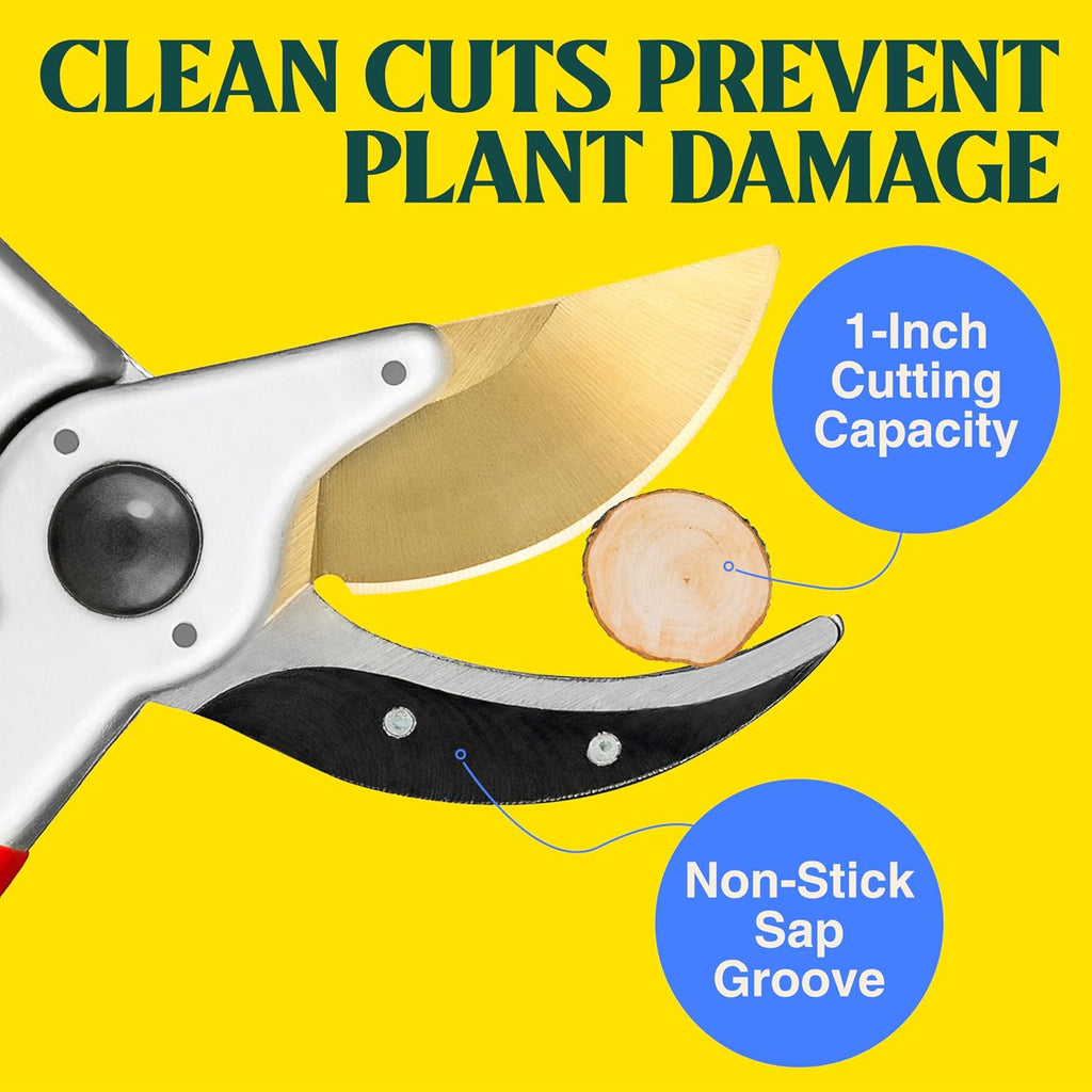 Haus & Garten ClassicPRO 8.5" Premium Titanium Bypass Garden Shears - Use as Pruners, Pruning Shears for Gardening, Hand Pruners, Handheld Garden Clippers Scissors Tool